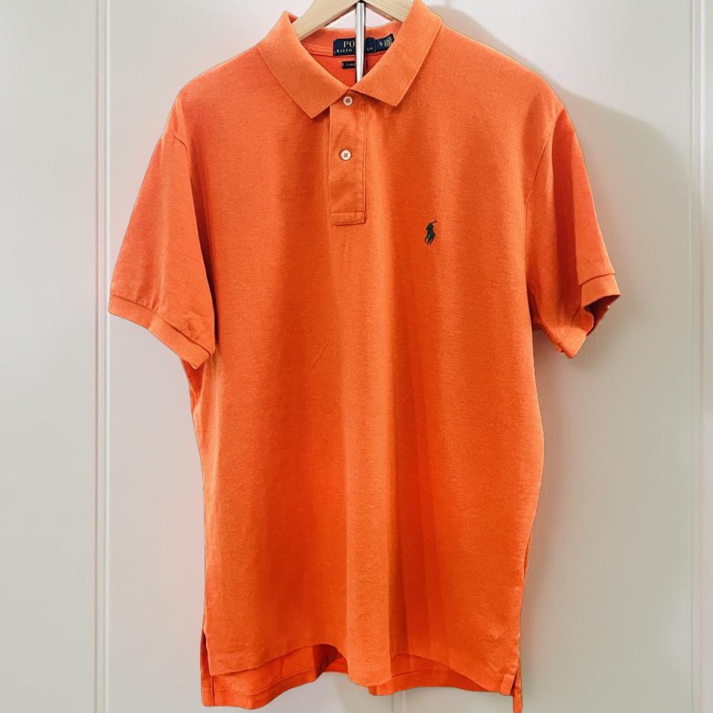 Polo by Ralph Lauren Vibrant Orange Polo Shirt XLG Classic Fit Logo on Front